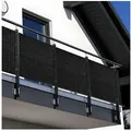 Produktbild: NYVI Balkonsichtschutz Polyrattan Balkon Sichtschutz Privafence Balkonbespannung Metallösen (1-St) UV-fest, Witterungsbeständig, 100% Blickdicht - Balkonumspannung schwarz 100 cm x 500 cm