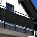 Produktbild: NYVI Polyrattan Balkon Sichtschutz Privafence 100x500 cm Schwarz - Balkonbespannung mit Metallösen - UV-fest, Witterungsbeständig, 100% Blickdicht - Balkonumspannung Balkonumrandung 1x5 m