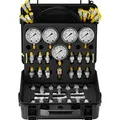 Produktbild: VEVOR Hydraulikdruck-Testkit, 10/100/250/400/600 bar, 5 Messgeräte, 13 Kupplungen, 14 T-Anschlüsse, 5 Testschläuche, Bagger-Hydraulik-Testmanometer-Set mit Tragetasche für Bagger-Traktoren-Maschinen