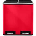 Produktbild: Karat Mülleimer Felix aus Edelstahl Trennsystem mit Schließdämpfer 2 x 15 Liter Rot