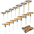 Produktbild: MulWark 14pc Imbusschlüssel Satz Mit Griff Inbusschlüssel Set T-Griff Schraubenschlüssel Set Metrisch und Standard, T-Griff Sechskantschlüssel Set mit wandmontierter Aufbewahrungsbox Klarer Markierung