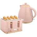 Produktbild: HOMCOM Wasserkocher Toaster Set Frühstück-Set mit 1,7L Wasserkocher, 4 Scheiben Toaster, 2200 W, 7 Bräunungsstufen, Auftauen, Aufwärmen und Krümelfach, Otter Thermostat, Rosa