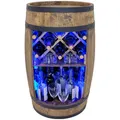 Produktbild: weeco Holzfass mit weinhalter RGB LED Beleuchtung - Weinregal fassbar. Rustikaler deko Barschrank Weinständer – Fassbier, Whiskybar Flaschenständer. Hausbar Geschenk für Mann (Dunkelbraun)