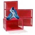 Produktbild: BITUXX LEX21 Schuhbox Stapelbar Aufbewahrungsbox Kunststoffbox Schuhkasten Schuhkarton Schuhorganizer bis Gr.47 (Rot, 6er Set)