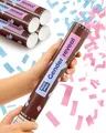 Produktbild: Partyjoker Gender Reveal Konfetti Kanone - 2 Rosa & 2 Blau - Biologisch Abbaubares FSC® Konfetti - Einfach & Sicher zu Bedienen, Party zur Verkündigung des Geschlechts, Papier