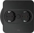 Produktbild: Bachmann TWIST 2 Metallische Abdeckscheibe eckig, schwarz matt, 2xSchutzkontaktsteckdosen mit erhöhtem Berührungsschutz, Zuleitung 2,0m H05VV-F3G 1,5mm² schwarz mit Aderendhülsen und beigelegtem Schutzkontakt-Montagestecker (946.201)