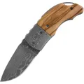 Produktbild: Haller Damast-Taschenmesser mit Olivenholzgriff
