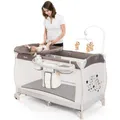 Produktbild: hauck Kinderreisebett Babycenter Zoo - inkl. Neugeboreneneinhang, Wickelauflage, Spielbogen mit Spieluhr, Utensilienablage, Rollen, Matratze, Tragetasche (höhenverstellbar & faltbar) - 120x60 cm