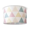 Produktbild: Paco Home Deckenlampe Lampenschirm Stoff Pendelleuchte E27 Hängeleuchte Schlafzimmer Rund Vintage Retro Zylinder Textil, Farbe:Design 2 (Ø45,5 cm), Leuchtenart/Farbe:Deckenleuchte - Weiß