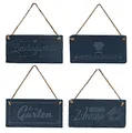 Produktbild: levandeo 4er Set Schiefertafel 20x10cm Sprüche Kreidetafel Schieferplatte Tafel Memotafel Deko Kreidelook Schiefer Dekoschild