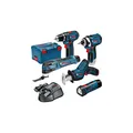 Produktbild: Bosch Professional 12V System Akku Bohrschrauber GSR 12V-15+Drehschlagschrauber GDR 12V-105+Säbelsäge GSA 12V-14+Multi-Tool GOP 12V-LI+LED-Lampe GLI 12V-LI (+3x2.0Ah Akku, Ladegerät, L-BOXX)