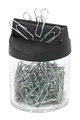 Produktbild: WEDO Klammernspender rund mit Magnet silber/transparent 125 Büroklammern 7,2cm