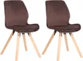 Produktbild: CLP 2er Set Stuhl Luna Kunststoff Stoff Samt Kunstleder,braun Samt