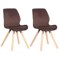 Produktbild: CLP 2er Set Stuhl Luna Kunststoff I Stoff I Samt I Kunstleder I Lehnstuhl mit Holzgestell