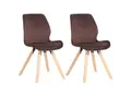 Produktbild: CLP 2er Set Stuhl Luna Kunststoff I Stoff I Samt I Kunstleder I Lehnstuhl mit Holzgestell