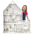Produktbild: Barbie Puppenhaus Holz groß 118 cm – Kinderplay 3-stöckiges Puppenhaus für Kinder mit Möbeln, LED Licht, Aufklebern und Zubehör – Modernes Holz Spielhaus Geschenk ab 3 Jahre