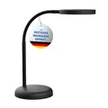 Produktbild: MAUL Schreibtischlampe LED MAULjoy | Kleine Schreibtischlampe mit Standfuß | Moderne Tischlampe für Schreibtisch, Büro | Flexible LED Lampe mit 3000K warmweißem LED Licht | Schwarz