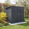 Produktbild: Albatros Profi Gerätehaus L – verzinktes Metall in Anthrazit (RAL 7016) | 190x122x173cm, 3,9m³ | Inkl. Schloss & Werkzeughaken | wetterfester Geräteschuppen, Gartenschrank, Gartenhaus