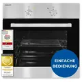 Produktbild: Exquisit Einbaubackofen, Backofen Einbaugerät Silber, 62 L Garraum, Einfache Bedienung, Backofen klein, EBE 555-1.1