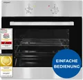 Produktbild: Exquisit Einbaubackofen, Backofen Einbaugerät Silber, 62 L Garraum, Einfache Bedienung, Backofen klein, EBE 555-1.1