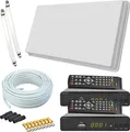 Produktbild: Selfsat H30D2+ Flachantenne Twin + 2 HD RECEIVER + 20m Kabel + Fensterhalterung + 2 Fensterdurchführung + 8 F-Stecker + 4 Wetterschutztüllen (Full HD 4K UHD Sat Anlage für 2 Teilnehmer)
