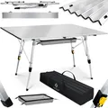 Produktbild: KESSER® Campingtisch faltbar Klapptisch mit Aluminiumrahmen Aufrollbare Tischplatte Falttisch klappbar Höhenverstellung 120 x 70cm - bis 30 kg inkl. Tragetasche mit Trageband & Netztasche, Silber