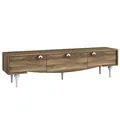 Produktbild: Wohnwand Braun Anbauwand modern Schrankwand Holz TV Lowboard Wohnzimmerwand 4302