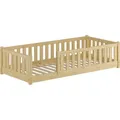 Produktbild: Kinderbett, Bodenbett mit dreiseitiger Sicherung 80x180 Kiefer natur lackiert V-60.77-08-180Rollrost inkl. - Naturbelassen