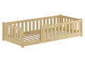 Produktbild: ERST-HOLZ Kinderbett Holzbett Kinderbett 80 x 180 cm mit Rundumsicherung Kiefer Massivholz, Kiefer farblos lackiert