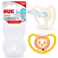 Produktbild: NUK Space Babyschnuller | 6-18 Monate | Schnuller mit zusätzlichen Öffnungen für sensible Haut | BPA-freies Silikon | Löwe | 2 Stück