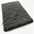 Produktbild: Karat Badematte Maris Badvorleger Badteppich mit Blattstruktur Dunkelgrau 50 x 80 cm