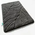 Produktbild: Badematte Maris Flauschiger Badvorleger Mit Blattstruktur Dunkelgrau 50 X 80 Cm