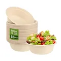 Produktbild: 50 Stück Einweggeschirr - Einweg Suppenschalen - Partygeschirr, 500 ml / 17 oz, Hergestellt aus hochwertigem Zuckerrohr- und Weizenstrohfasermaterial, Einmalig und Abbaubar, Kühl- und Heizbeständig