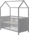 Produktbild: roba Hausbett 70 x 140 cm, Kombi-Kinderbett in Hausoptik, taupe, 3-fach verstellbar, umbaubar zum Juniorbett