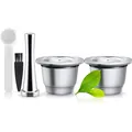 Produktbild: Edelstahl-Kaffeekapseln für Nespresso: 2 wiederverwendbare Kapseln + Zubehör-Set