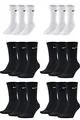 Produktbild: NIKE 18 Paar Socken Herren Damen Sparset Tennissocken Sportsocken Laufsocken Paket Bundle SX4508 Weiß Schwarz Grau, Sockengröße:42-46, Farbe:weiß/schwarz/schwarz