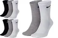 Produktbild: Nike 8 Paar Herren Damen Socken Lang Weiß oder Schwarz oder Weiß Grau Schwarz Set Paket Bundle, Größe:42-46, Farbe:weiß grau schwarz