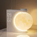 Produktbild: RETEYUNG Mondlampe mit Tageslichtwecker, 2 Wecker, Mondlicht RGB 8 Colors, 10 Natürlicher Klang, Nachttischlampe 3 Stufige Nachtlicht Wake up Light für Schlafzimmer Wohnzimmer