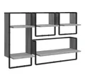 Produktbild: vidaXL Regal 4-tlg. Wandregal-Set mit Stangen Grau Sonoma Holzwerkstoff, 4-tlg.