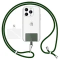 Produktbild: NALIA HoldMe Air Universal-Kette mit Pad, Band für Handy-Hülle zum Umhängen, Karabinerhaken aus Metall (silber), Schlüsselband Umhängeband 160 CM, Crossbody Lanyard mit Schlaufe, Farbe:Dunkel-Grün