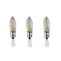 Produktbild: hellum LED Ersatz-Kerzen für Schwibbogen, 3 Stück 12V 0,3W Riffelkerze für Weihnachtsbaum Kerzen Lichterketten innen mit 20 Brennstellen, Birnen für Lichterbogen E10/ 12V/ 0,3W/ 17 Lumen 912401