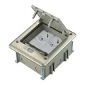 Produktbild: erweiterbarer Edelstahl Bodentank IP66 mit 2 VDE Schuko Steckdosen | Steckdosenbox Bodensteckdose Bodendose für Hohlböden & Estrich