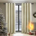 Produktbild: Deconovo Verdunkelungsvorhang Gardine Wohnzimmer Thermogardine Kälteschutz Ösen, 240x135cm(HöhexBreite), Beige, 2er Set