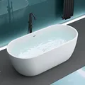 Produktbild: Mai & Mai Freistehende Badewanne 150x75cm Oval Weiß Acryl-Wanne Standbadwanne V518