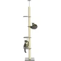 Produktbild: Pawhut - Kratzbaum, Katzenkratzbaum Deckenhoch, 230-250 Cm, Kletterbaum Mit Hängematte, Katzenbaum Höhenverstellbar, Spielbaum Mit Kippschutz, Plüsch, Grau+cremeweiß
