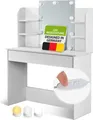 Produktbild: Juskys Schminktisch Bella mit Spiegel, LED, Schublade & 4 Ablagefächern - Weiß