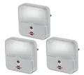 Produktbild: Brennenstuhl LED Nacht-/Orientierungslicht eckig (mit Dämmungssensor für die Steckdose, sanftes und unaufdringliches Licht, mit 2 LEDs) weiß 3er Pack