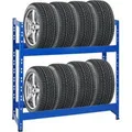 Produktbild: PROREGAL Reifenregal Tiger HxBxT 100 x 110 x 35 cm bis zu 8 Reifen auf 2 Ebenen Blau