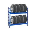 Produktbild: PROREGAL Reifenregal Tiger | HxBxT 100x110x35cm | 150kg Fachlast | bis zu 8 Reifen | mit 2 Ebenen | Blau Reifenständer Garagenregal