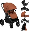 Produktbild: Lionelo Kombikinderwagen Mika Plus 3in1 bis 38 Monate (22kg), XXL-Verdeck mit UPF50+, 3-stufige Verstellung des Elterngriffs - Brown Rust